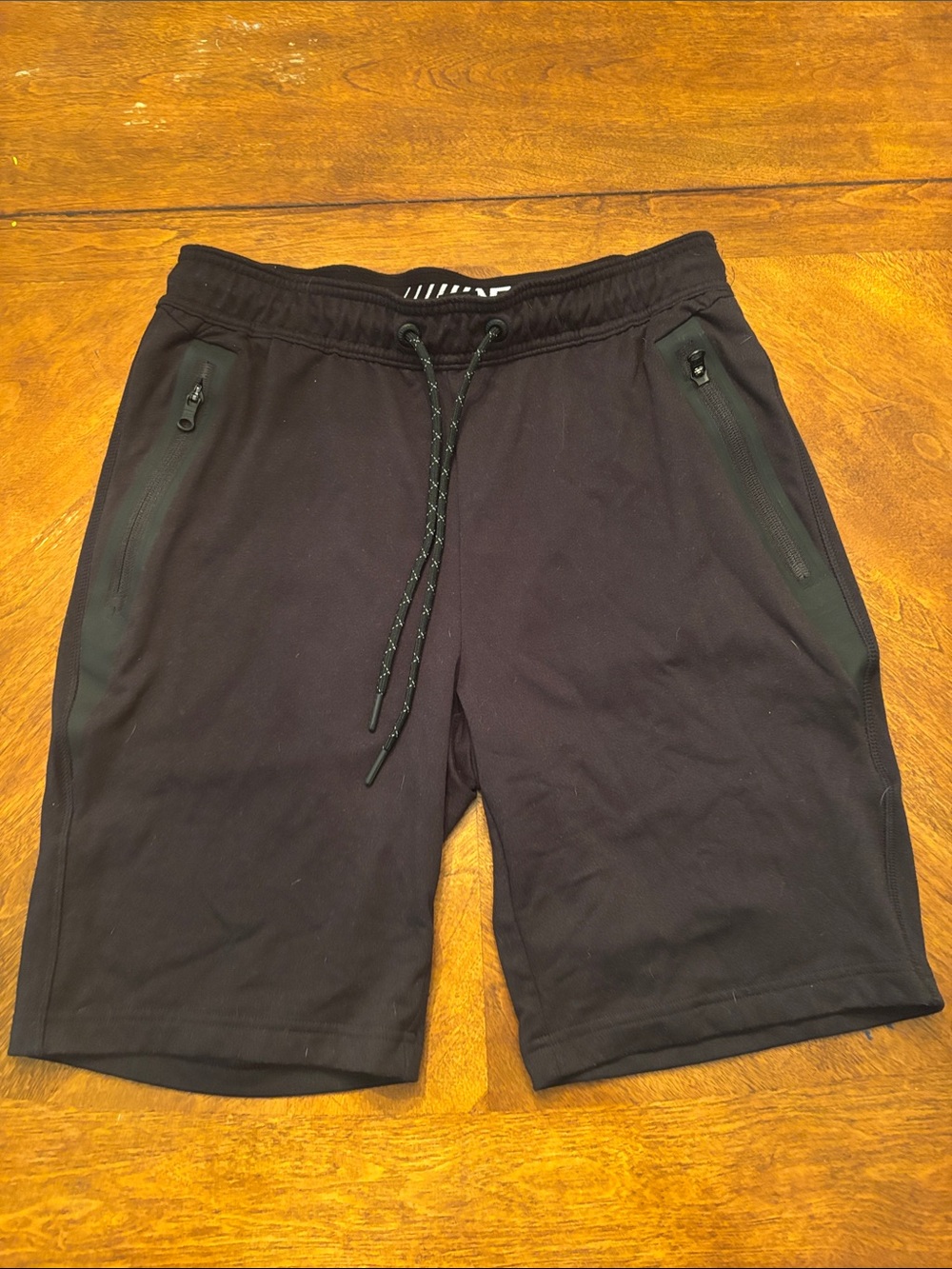 American Eagle Outfitters Black Athletic Zip-Pocket Drawstring Shorts